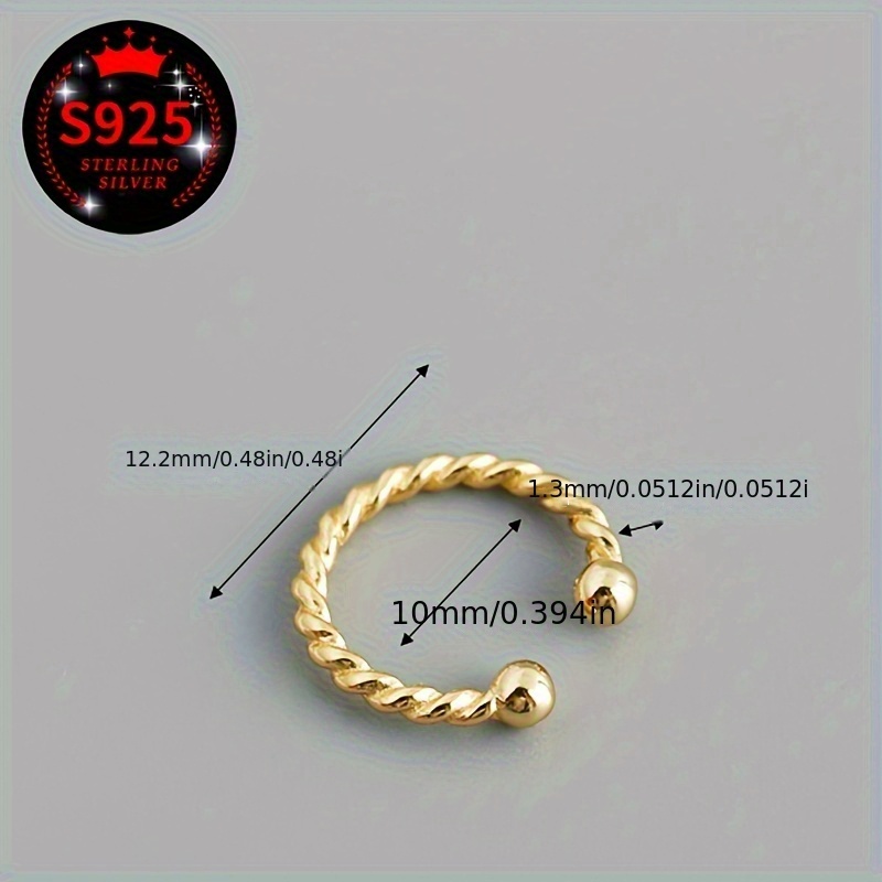 2pcs Twist Rope Shape No Pierced Ear Clip Earrings 925 Silver with Packaging